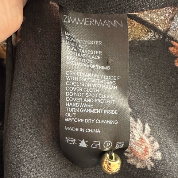 Zimmermann Sheer Floral Lace Blouse Black  Printed Top Size XS / 0 - Picture 8 of 10